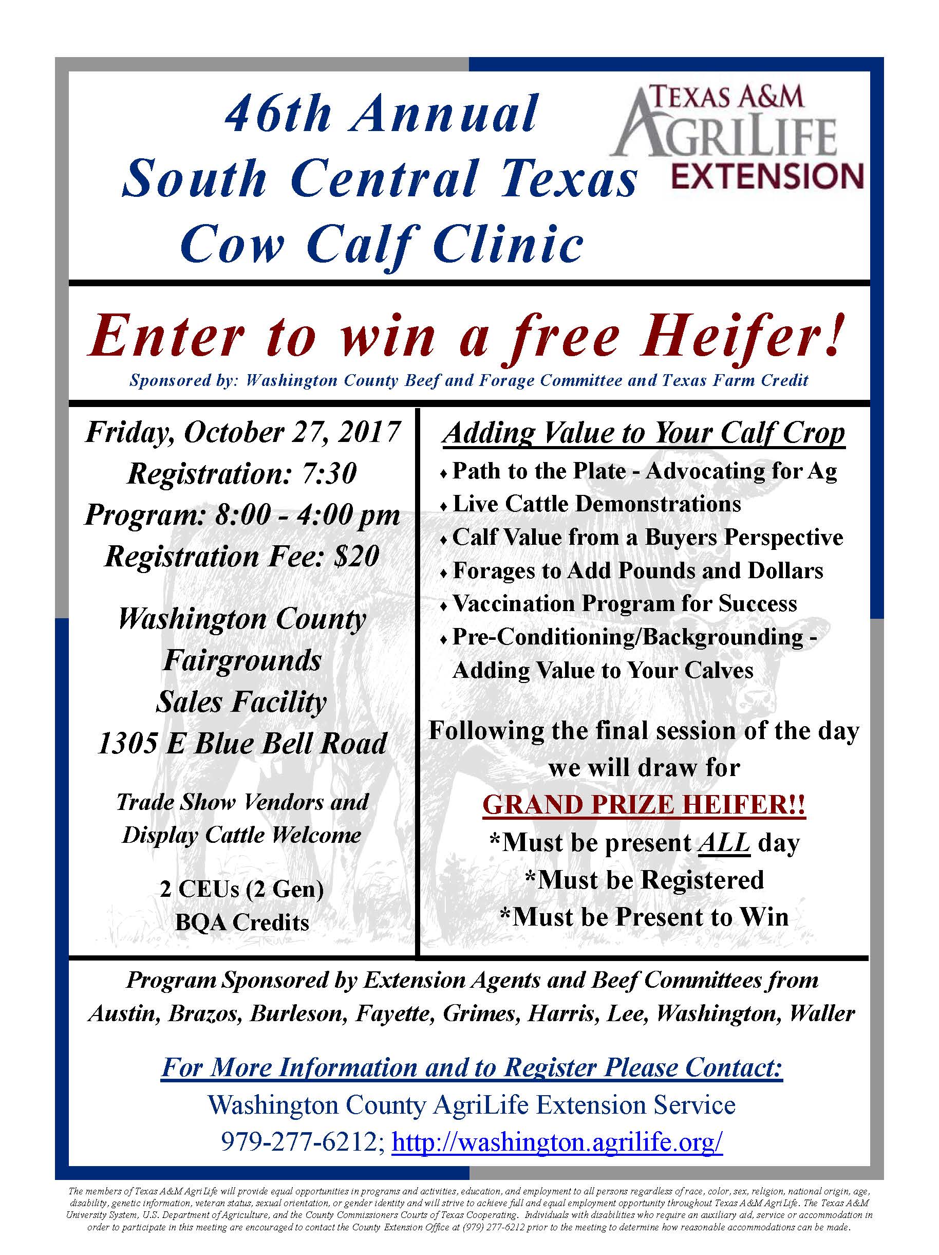 2017 Cow Calf Clinic Flyer