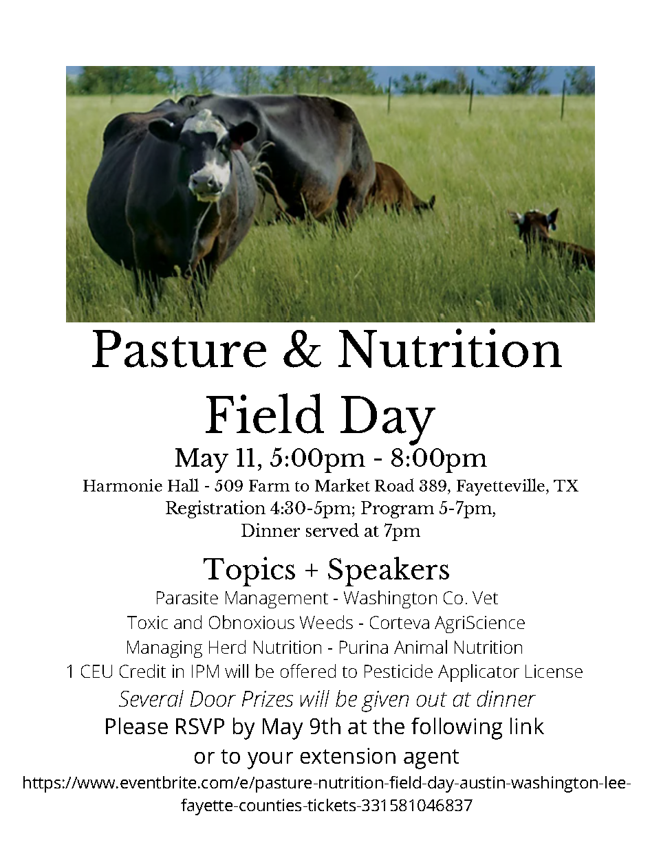 Pasture & Nutrition Field Day (CEUs) - Fayette County - Washington